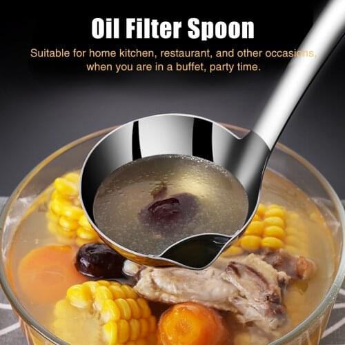Stainless Steel Kitchen Gadgets Serving Separator Soup Grease Hot Pot Portable Strainer Oil Filter Spoon Long Handle Spoons