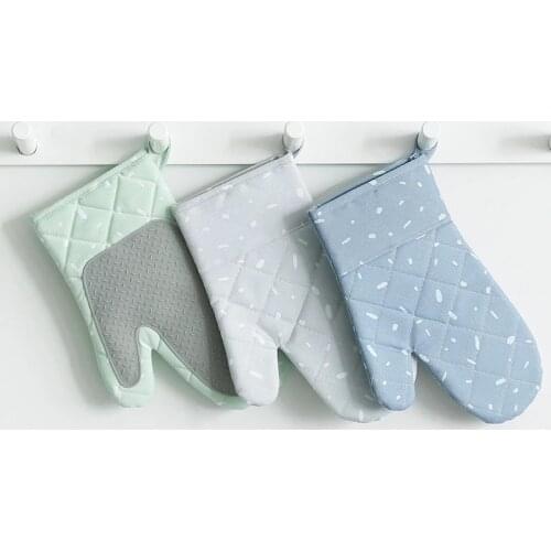 Microwave Glove Houshold Non-slip Cotton BBQ Oven Mitts Baking Gloves Heat Resistant Kitchen Potholders Silicone Oven Mitts
