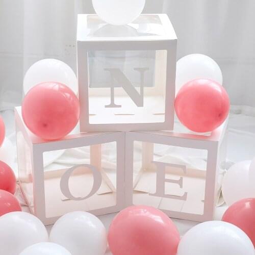 Letter A-Z Transparent Box Balloons Wedding Kids Birthday Decorations Custom Baby Name Balloon Box Girl Boy Baby Shower Decors