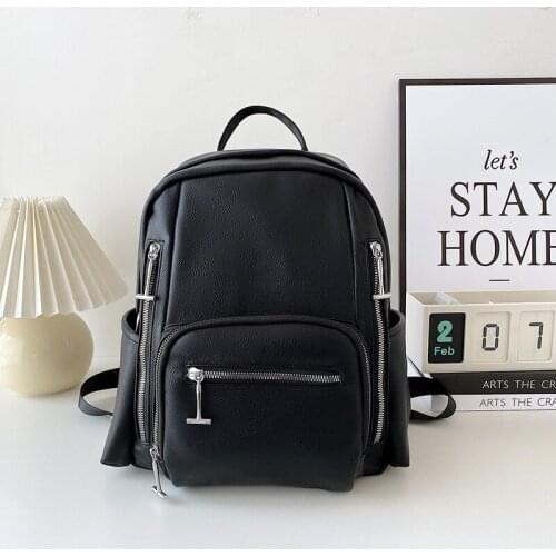 Backpacks for Women 2021 New Designer Packs Pu Leather Book Bags High Quality Fashion School Backpack Vertical Zipper Travel Bag