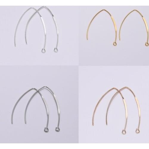 20pcs Gold Rhodium Copper French V-shaped Earring Hooks DIY Ear Hook Wire Settings Base Settings For Jewelry Making Accessories