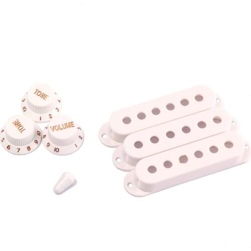 Strat Guitar Pickup Covers Knobs Switch Tip Set for Fender Stratocaster Replacement Accessory Kit White