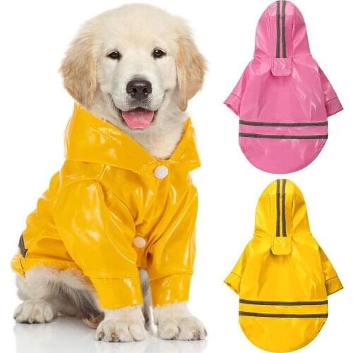 Dog Reflective Raincoat Coat Hooded Spring Summer PU Waterproof Jacket Samll Dogs Rain Clothes Puppy Chihuahua Yorkshire Supplie