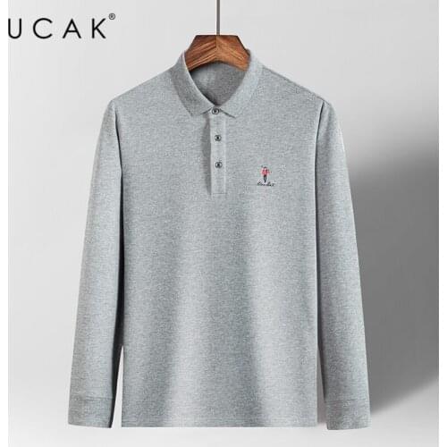 UCAK Brand Spring Autumn New Arrival Tops High Quality Casual Business Long Sleeve Turn-Down Collar T-Shirt Men Clothes U5314