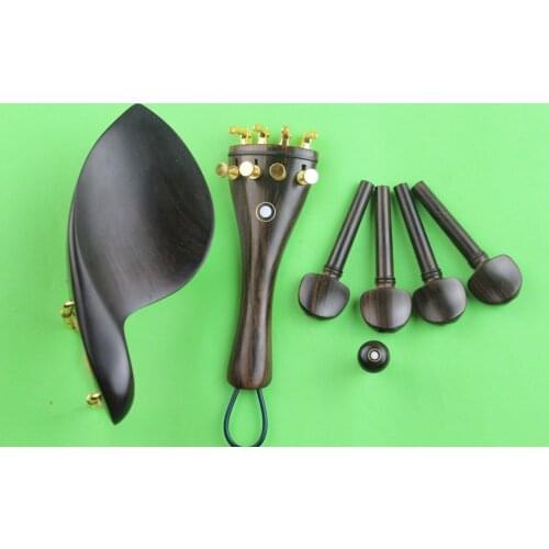 High quality undyed ebony violin parts 4/4, pegs, tailpiece, chinrest, endpin