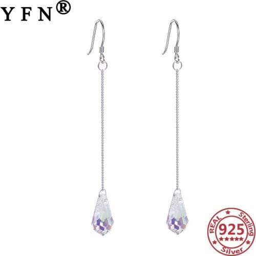 YFN 925 Sterling Silver Drop Earrings Crystal from Swarovski Earrings For Trendy Jewelry Gifts Valentines Day Gifts Moms Gifts