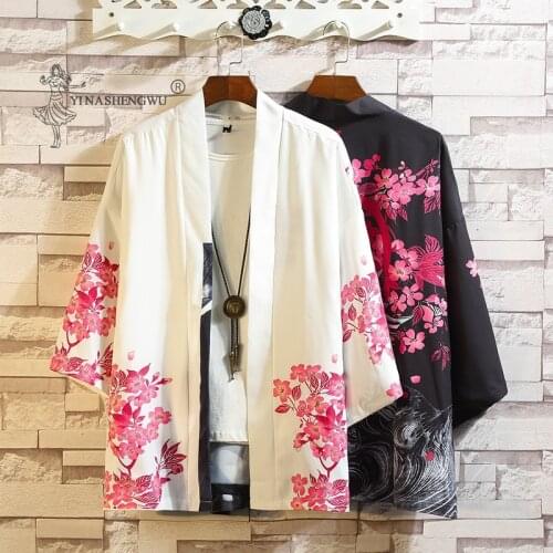 Japanese Kimonos Couple Harajuku Anime Print Loose Shirt Cardigan Women Summer Costume Samurai Men Japan Traditional Coat Yukata