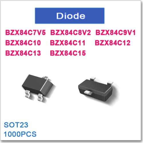 1000PCS SOT23 BZX84C7V5 BZX84C8V2 BZX84C9V1 BZX84C10 BZX84C11 BZX84C12 BZX84C13 BZX84C15 BZX84C New High quality