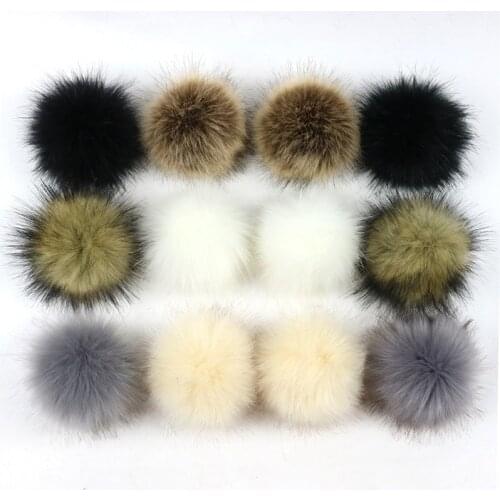 15cm DIY Artificial Raccoon Fur Pompoms Fluffy Pompom for Winter Women Hat Beanies Knitted Cap Kids Beanie Hat Cap