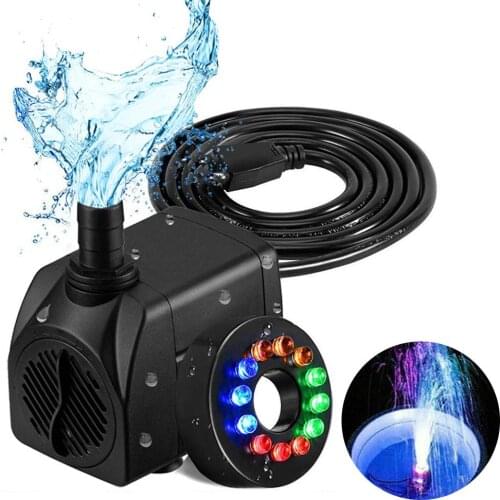 16W Water Pump Fountain Pump Firm Low Noise with Light Outdoor Fountain Pumps for Aquarium Pool Garden Waterfall Fountain