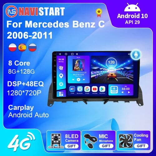 2 Din Stereo For Mercedes Benz C Class 3 W204 S204 2006-2011 Multimedia Player Android 10 Auto GPS Navigation Video Carplay 4G