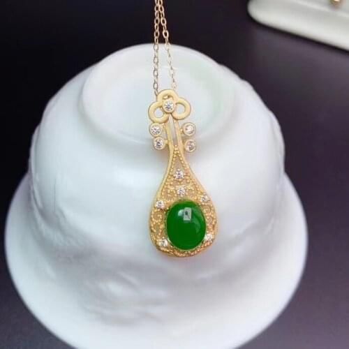 2021 newest natural green jade necklace for women jewelry real 925 silver natural jade girl party gift lucky gemstone