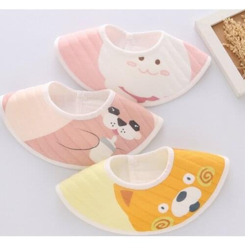 3 Pcs 360 Degree Rotation Burp Cloths Cartoon Printed Baby Bib Thicken Cotton Saliva Towel Waterproof Breathable Apron