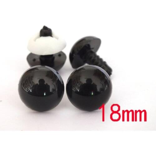 50pcs/lot 18mm black color safety eyes with white washer