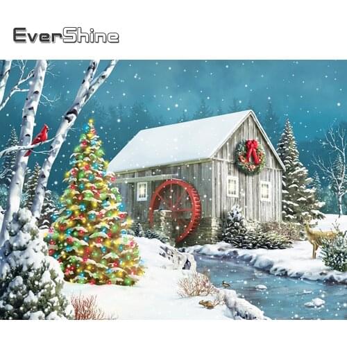 Evershine Diamond Painting Landscape Winter Lodge Full Drill Mosaic Diamond Cross Stitch Kit Diamond Embroidery Scenery Snow Art
