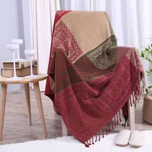 Bohemia Style Sofa Blanket Chenille Blanket For Sofa Living Room Bedroom Carpet Bedspread Dust Cover Table Cloth Tapestry
