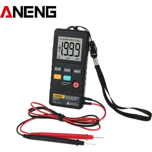 ANENG AN301 Mini Digital Multimeter 1999 Counts Ture RMS Card Type AC DC Voltmeter Resistance Meter Tester with LED Light