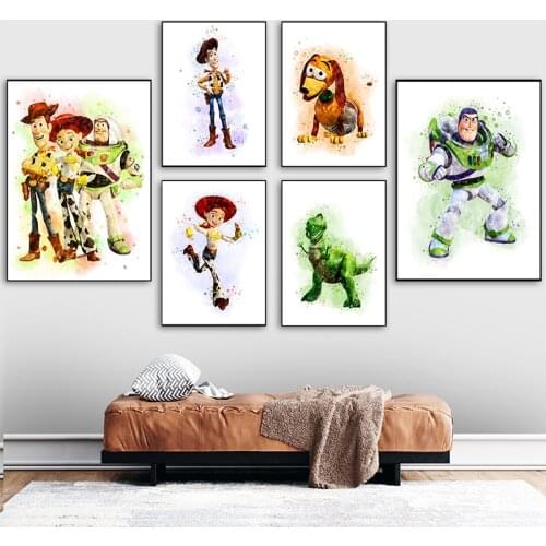 Disney Toy Story Watercolor Wall Art Posters and Prints Paintings Print on Canvas Pictures Kids Room Home Decoration