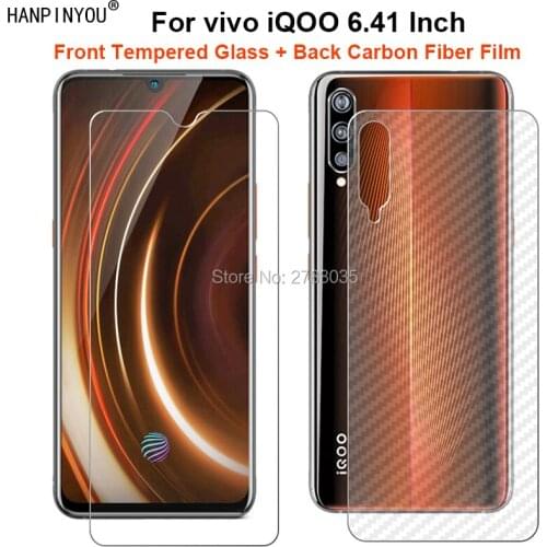 For vivo iQOO 6.41" 1 Set = Soft Back Carbon Fiber Film + Ultra Thin Premium Tempered Glass Front Screen Protector
