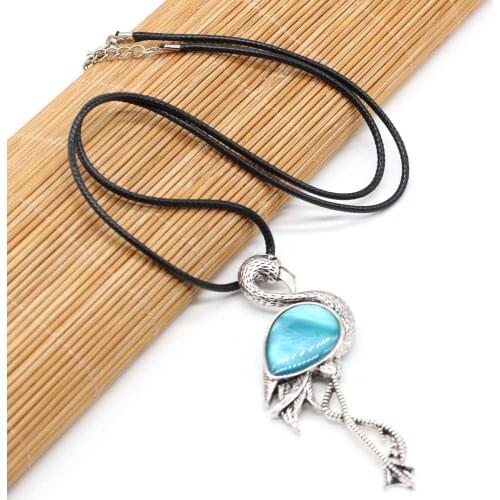 Natural Stone Alloy Pendant Cute Ostrich Necklace Rose Quartz Tiger Eye Gem DIY Animal Sweater Chain Jewelry Making