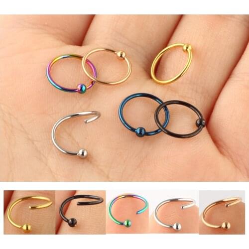 TIANCIFBYJS 20G Stainless Steel Nose Rings Hoop Studs Ball Cartilage Earrings Helix Ear Piercing Tragus Wholesale Body Jewelry