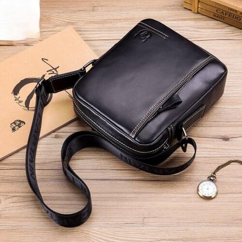 Genuine leather mens shoulder bag Zhangpi casual handbag trend Korean version of the shoulder messenger bag