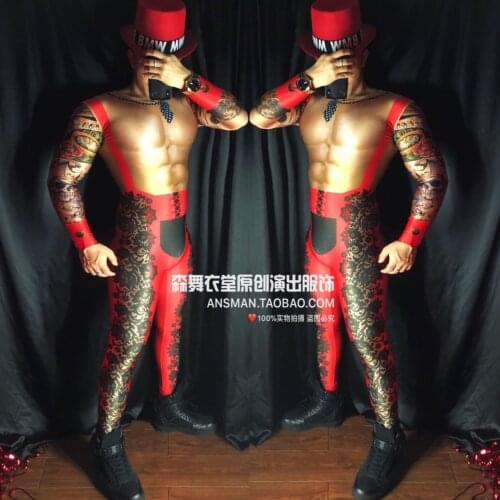 2020 Male Singer Skinny Pants New Thin Trousers Men Personality Jumpsuit Mens Fashion Stage Onesies Slim Jogger Dress One Size