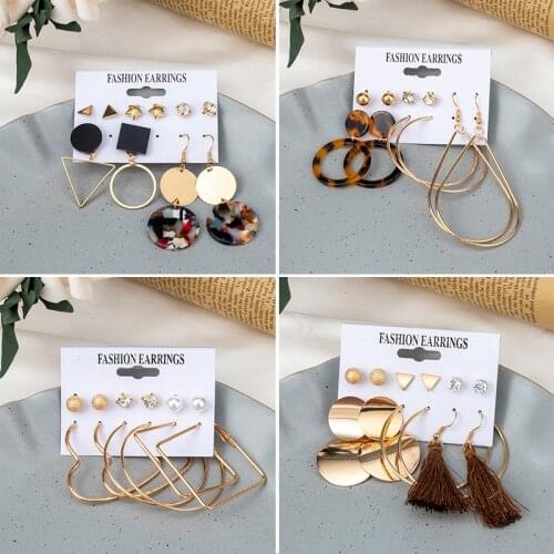 New Vintage Tassel Acrylic Earrings For Women Bohemian Earrings Set Big Dangle Drop Earring 2020 Brincos Female Fashion Jewelry