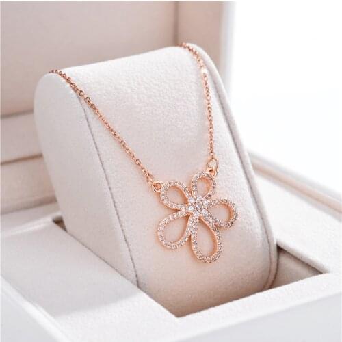 Sweet Crystal Sun Flower Pendant Women Necklace Ladies Luxury Wedding Jewelry Female Stainless Steel Chokers Necklaces Girl Gift