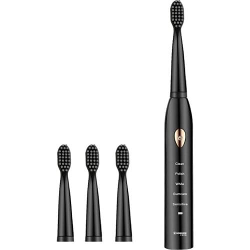Rechargeable Ultrasonic Toothbrush With 4 Brush Heads Electric Toothbrush Waterproof Oral Tooth Cleaning Care For Adults