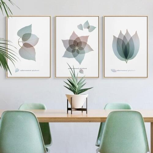 Flowers And Leaf Plants Posters Minimalist White Pink Green Canvas Wall Art Paintings For Living Room Decor Bedroom Pictures