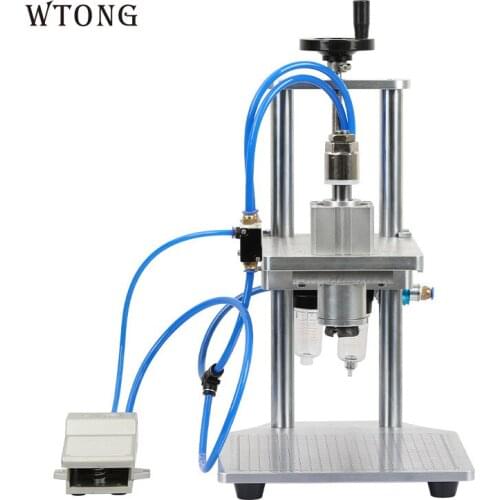 WTONG pneumatic cilin bottle caps capping machine semi-automatic aluminum cover bottle infusion sealing machine