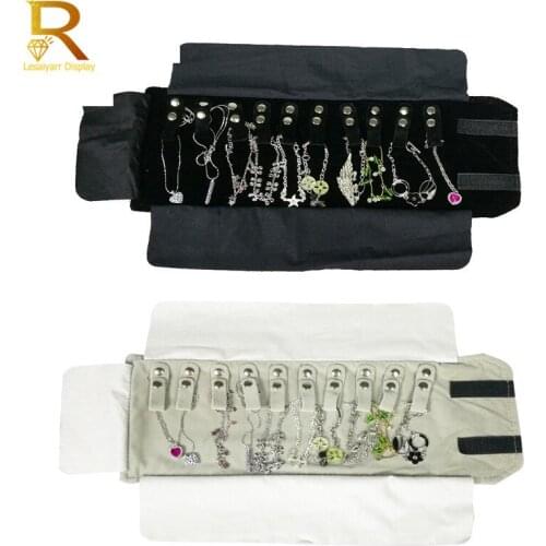 Portable Black/Grey Velvet Jewelry Storage Bag Necklace Pendant Display Cases Organizer Jewelry Travel Roll Jewelry Boxes