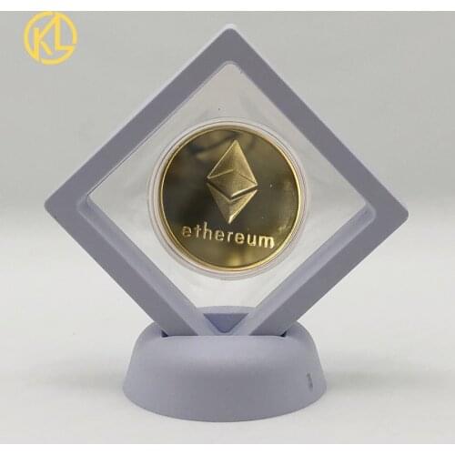 Gold Plated Hot sale Bitcoin Bit Coin Litecoin Ripple Ethereum Cryptocurrency Metal Commemoration Metal Coin with Showing Stand
