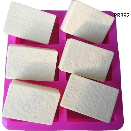 PRZY PR392 DIY Silicone Soap Mold for Soap Making 6 Forms Rectangle Soap Mould Handmade Craft Flowers Bathroom Kitchen Soap Mold