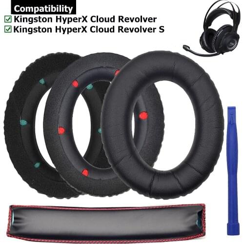 Replacement Earpads Ear Pads Muff Foam Cushion Pillow Cover Headband for Kingston HyperX Cloud Revolver S Gaming Headsets