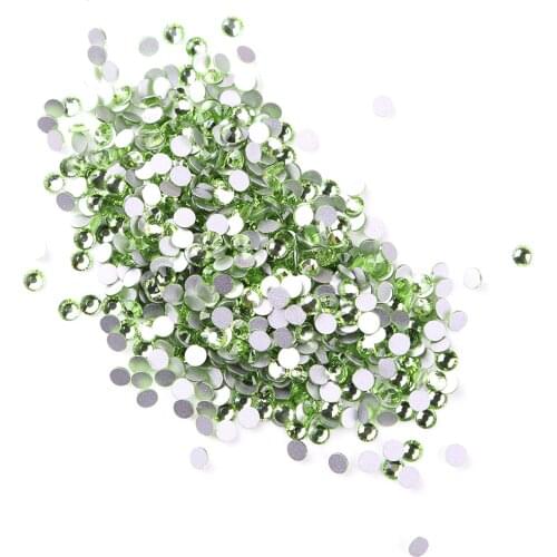 SS4 1440PCS Light Green Nail Art Decorations Non Hot Fix Flat Back Rhinestones Crystal