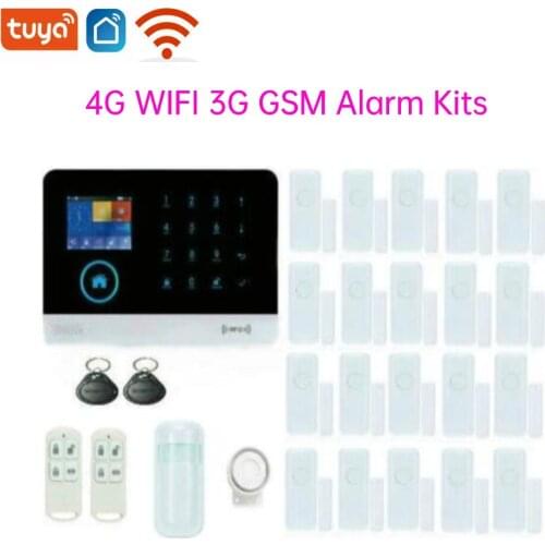 Tuya 4G App Control Multi Door Magnetic Sensor Security&Protection 3G GSM Alarm WIFI Burglar Alarm System Kits Door Alarm Sets