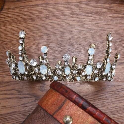 Vintage baroque antique bronze luxury bridal crystal headpiece crown queen princess rhinestone veil headpiece bridal
