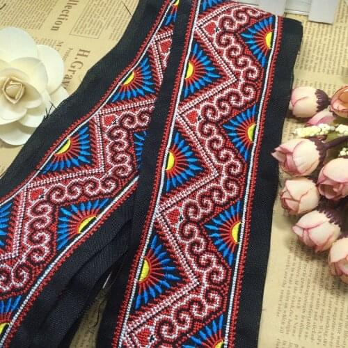 Miao cross stitch crochet fabric lace trim 8cm dress collar ribbon tape webbing ethnic tribal nepal thai india boho gypsy DIY