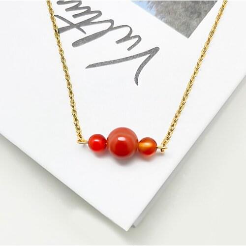 2021 New Trend Simple Bohemian Natural Stone Bead Chain Necklace for Women Fashion Sweet Party Banquet Necklace Jewelry