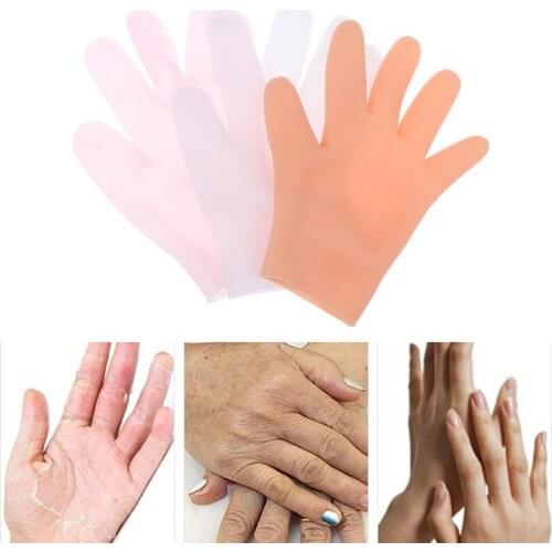 1Pair Soft Reusable Breathable Moisturizing Silicone Gloves Gel Cracked Hands Care Spa Waterproof Cleaning Work Rubbery Gloves