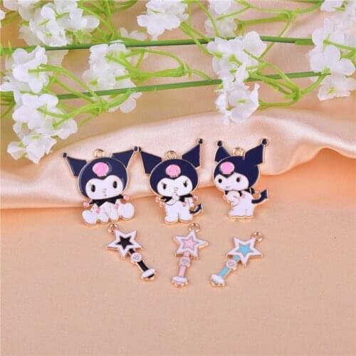 10pcs Cartoon Rabbit Star key Charms Golden Base Earring Bracelet DIY Jewelry Making