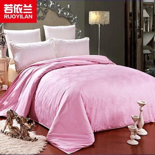 Handmade 100% Silk Quilt Cotton Jacquard Bedding Blanket Duvet Twin Full Queen King Summer Winter Comforter White Pink 6001