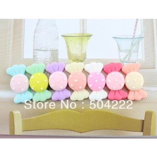 100pcs big mixed colors kawaii polka dots Resin candy bow Cabochons (31mm) Cell phone decor, hair pin, rings DIY