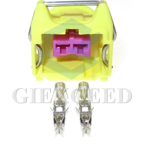 2 Sets 2 Pin 144473-4 Auto Power Unsealed Connector 3.5 Series Automobile Wiring Harness Plastic Yellow Socket