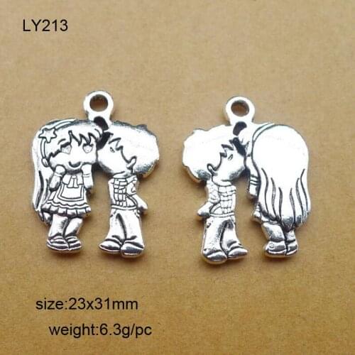 20pcs Charms Lover Sweethearts Kissing 31*23mm Tibetan Silver Pendant Findings Accessories DIY Vintage Choker Necklace