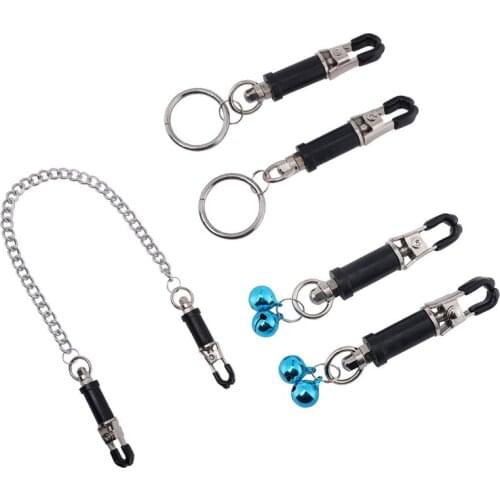 3 Types Exotic Accessories Nipple Clamps with Ring Bell Chain BDSM Bondage Fetish Adult Sex Toys 1 Pair Breast Nipple Clips