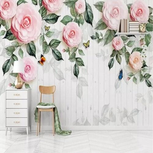 Modern style custom 3d photo TV background wallpaper 3d camellia flower mural modern living room wallpaper home decoration photo