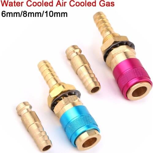 6mm 8mm 10mm Water Cooled Air Cooled Gas Water Adapter Quick Connector Fitting For MIG TIG Welding Torch Plug